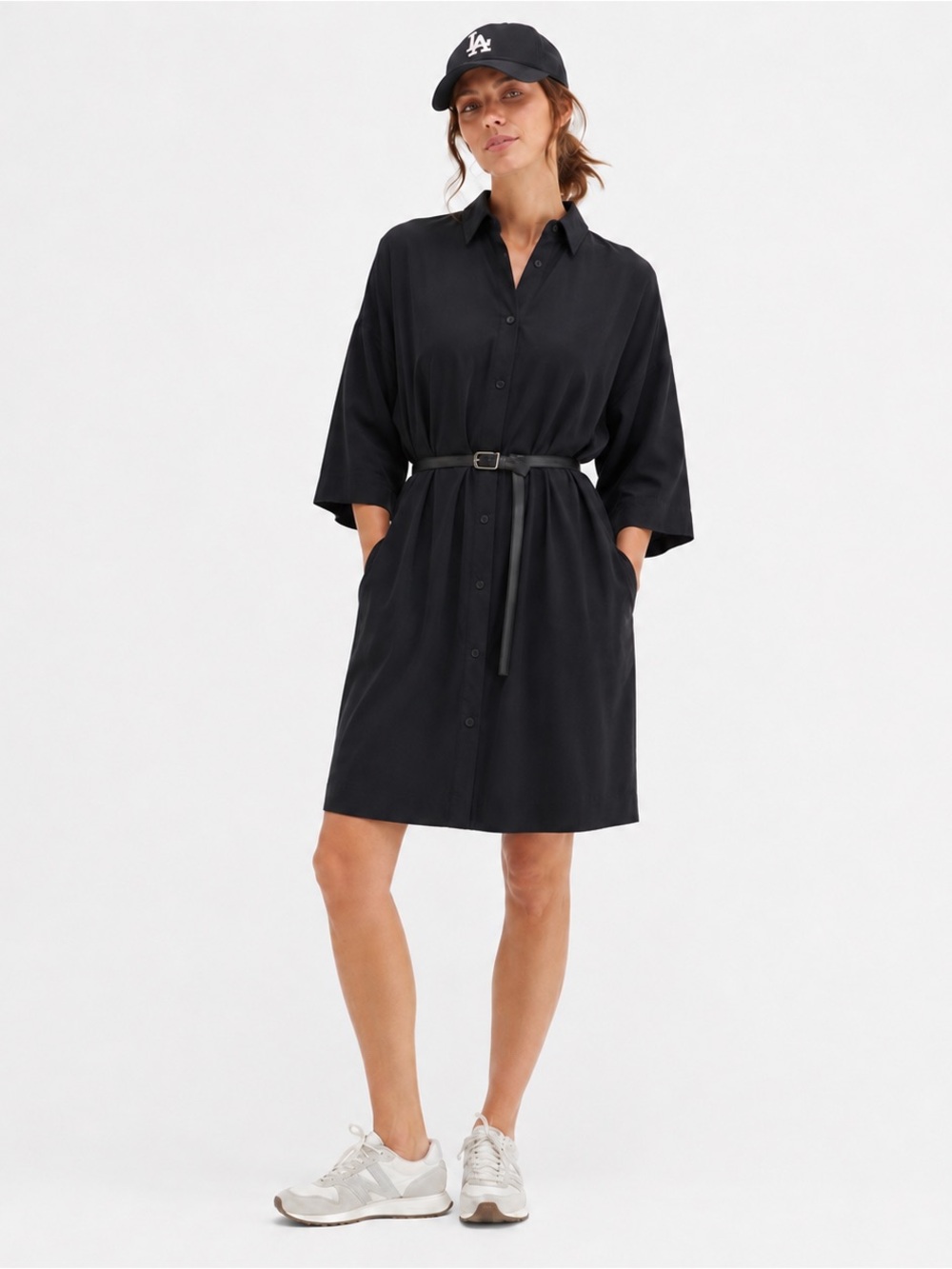 Lululemon black perfectly relaxed shirt dress